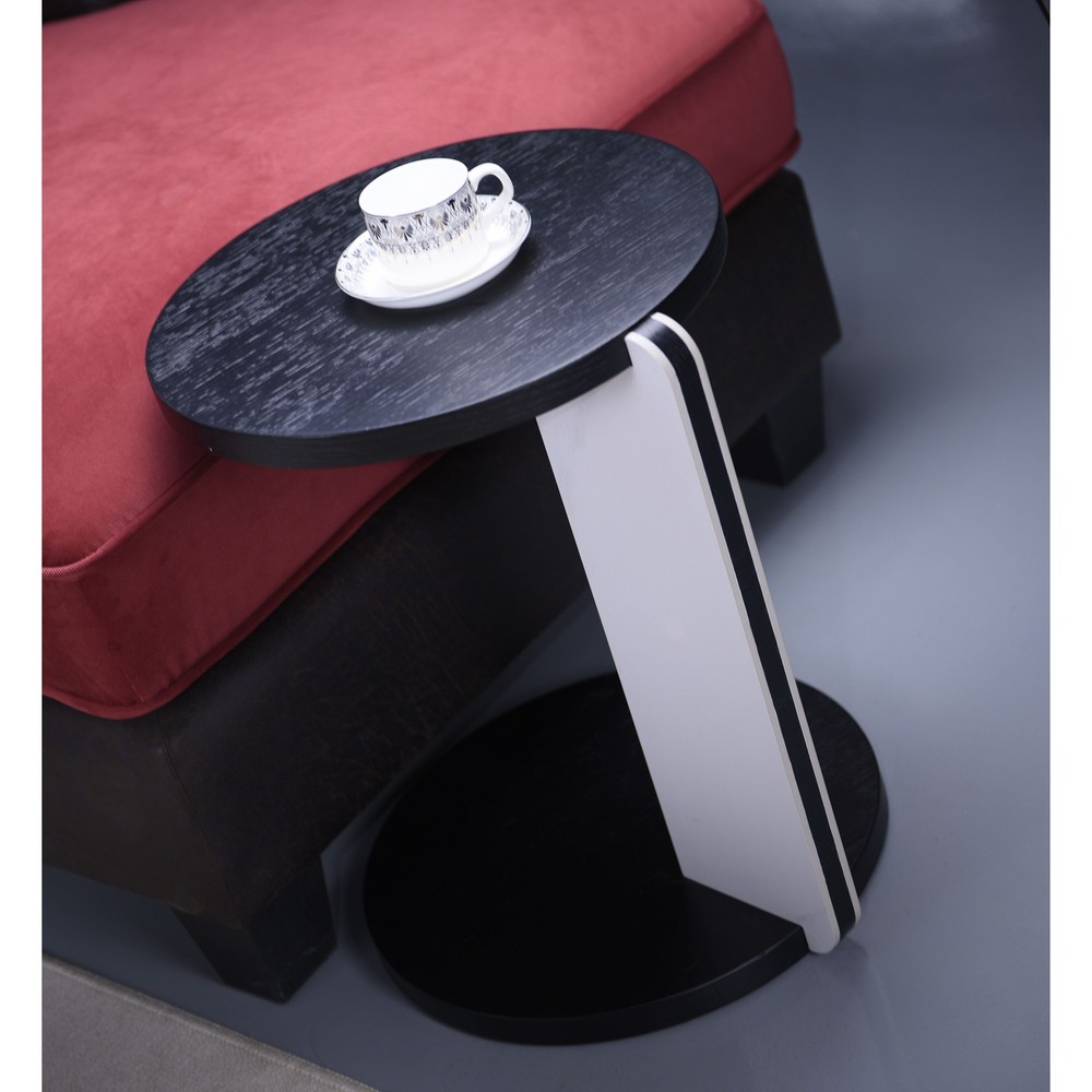 32.68" & 16.93" round coffee table end table sofa table side table set with bla
