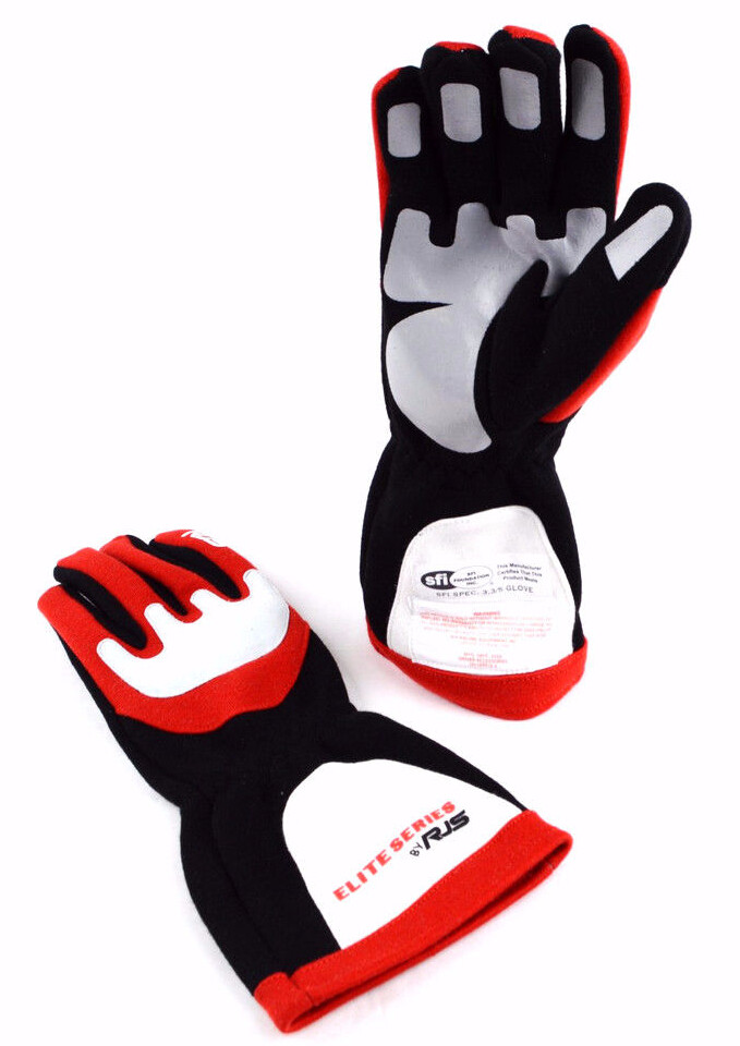 RJS RACING SFI 3.3/5 ELITE DRIVING RACING GLOVES RED SIZE X LARGE 600030131
