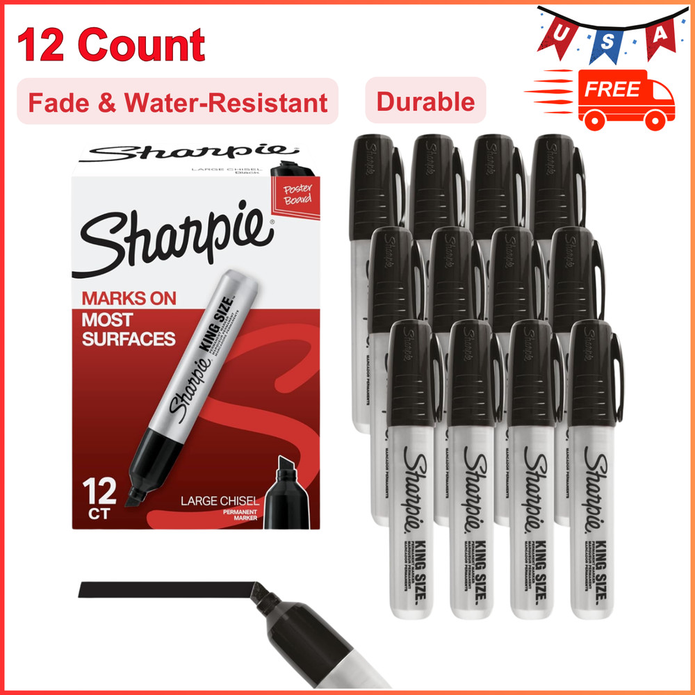 Sharpie King Size Permanent Marker Set, Chisel Tip Markers, Thick Poster Markers