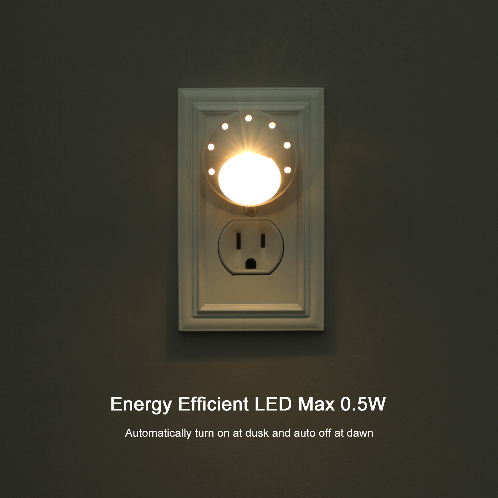 DEWENWILS Plug in Light Sensor Night Light Warm White LED Bedroom Lights 4 Pack