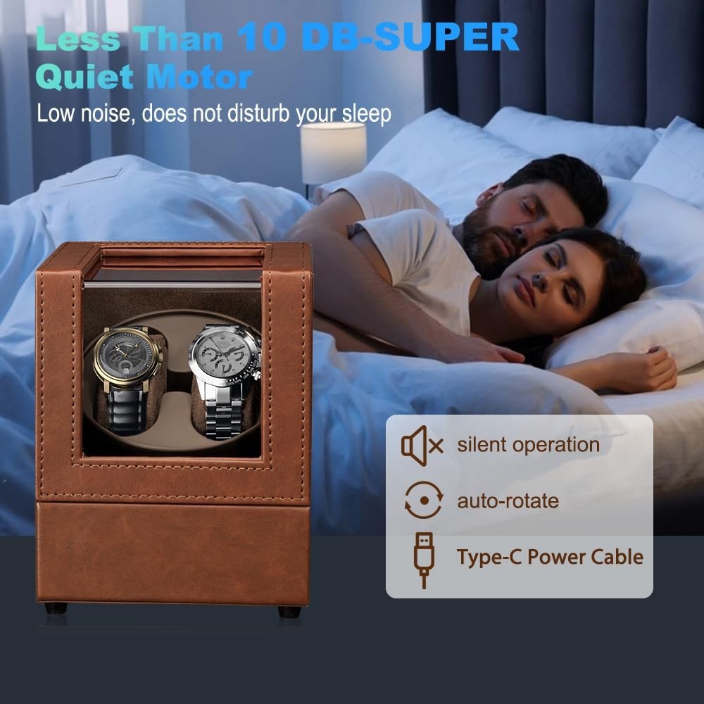 Watch Winder for Automatic Watches,Automatic Box,Double Brown