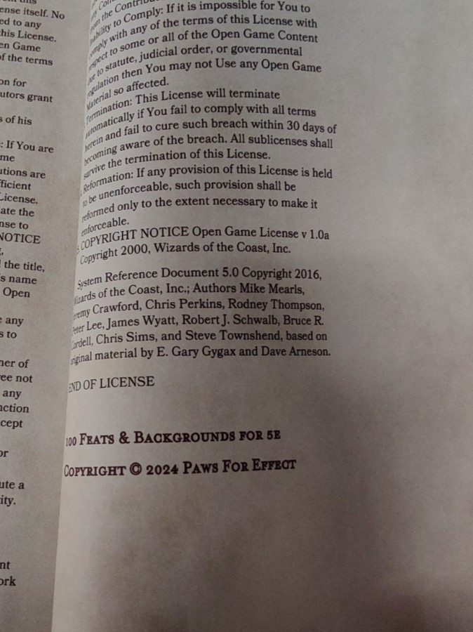 100 Feats & Backgrounds Paws for Effect 5E Compatible 2024 PB
