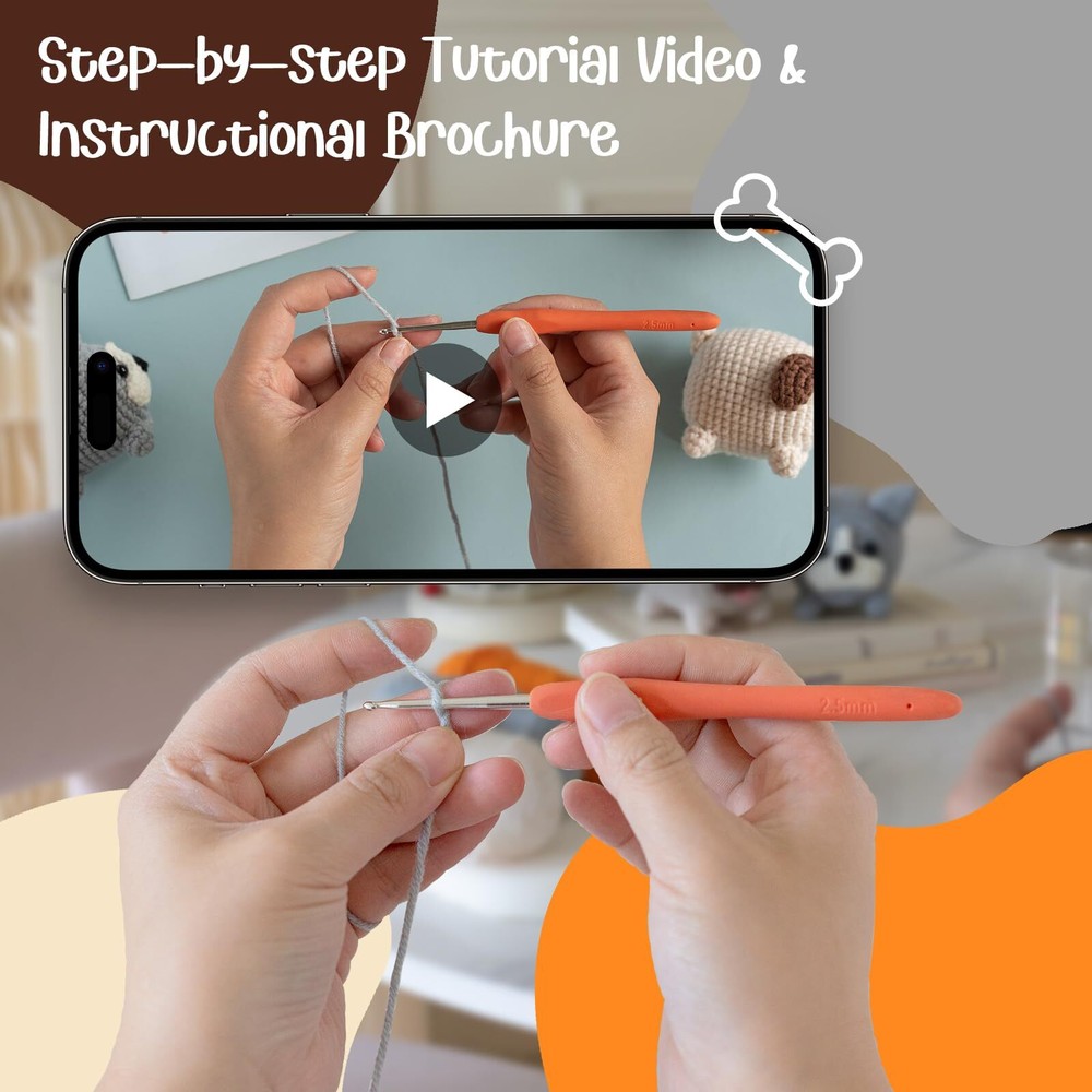 Orange Crochet Kit for Adults Complete Animal Pattern with Video Tutorials