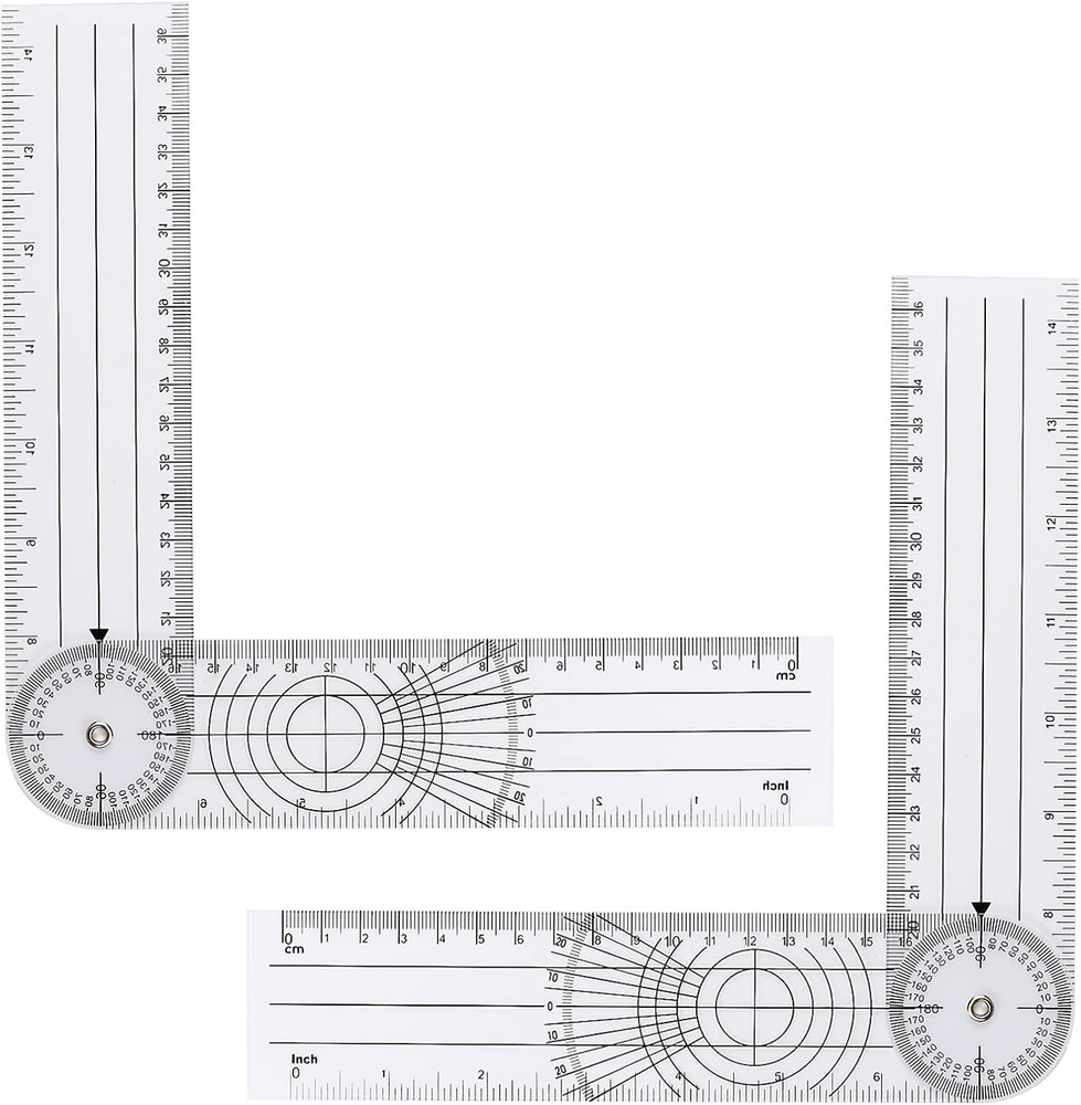 2Pcs Clear Plastic Goniometer Quick Angle Protractor Angle Finder Angle Ruler Ca