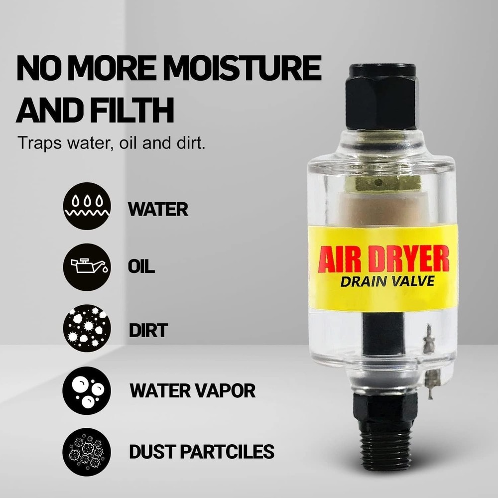 Compact Air Tool Moisture Protector with Push Button Eject - 1/4" NPT Design