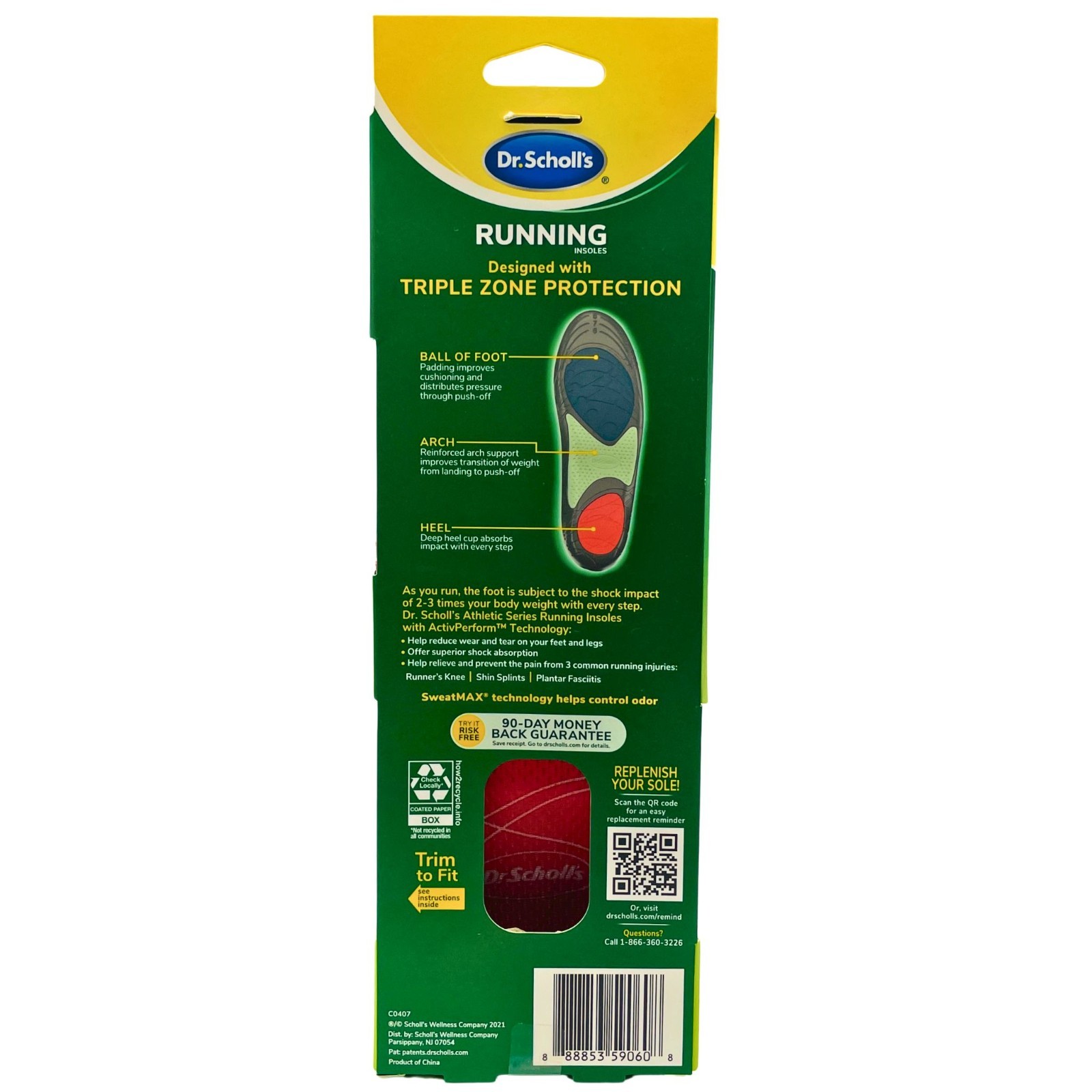 Dr. Scholl’s Running Insoles Women’s Sizes 5.5–9 – 1 Pair – New