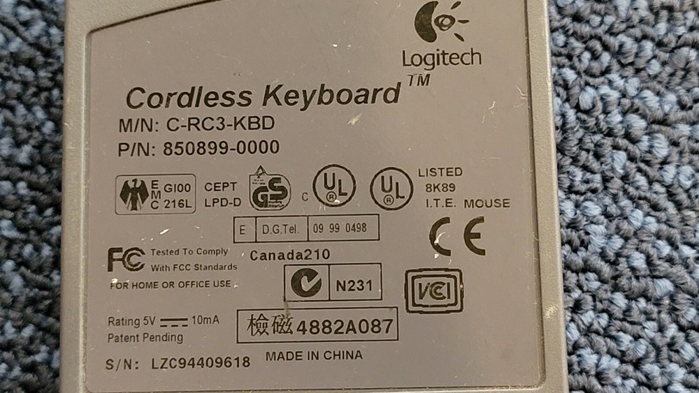 LOGITECH CORDLESS KEYBOARD RECEIVER C-RC3-KBD
