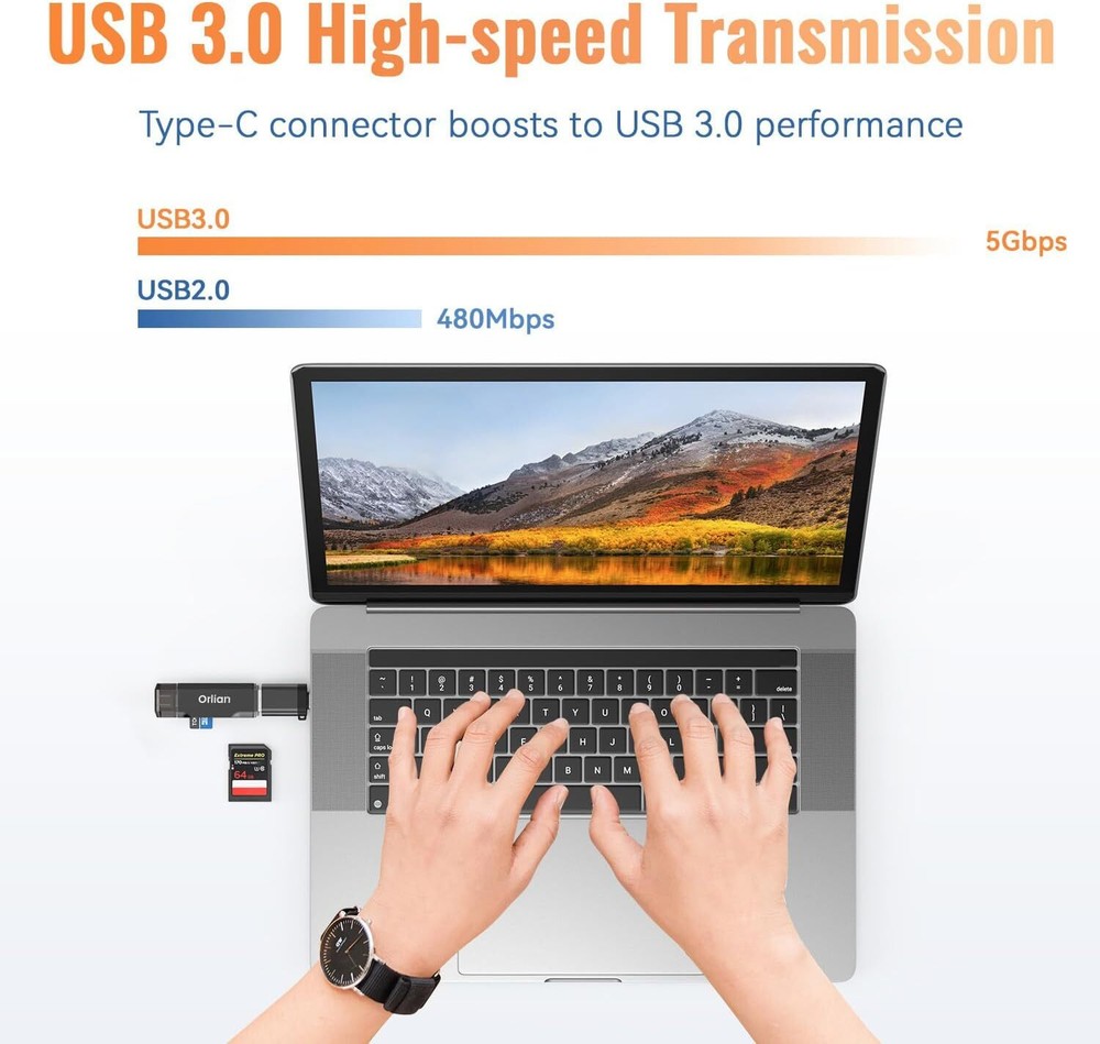 SD Card Reader USB 3.0 Dual USB A & USB C to Micro SD/SD Memory Card Adapter