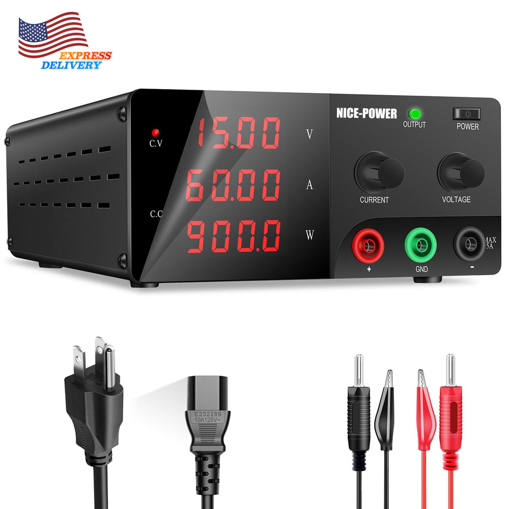 DC Power Supply Variable 15V 60A 900W High Power Bench Power Supply Encoder Knob