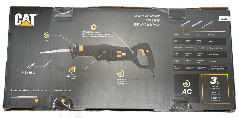 Cat® 12-Amp Corded Reciprocating Saw Variable Speed