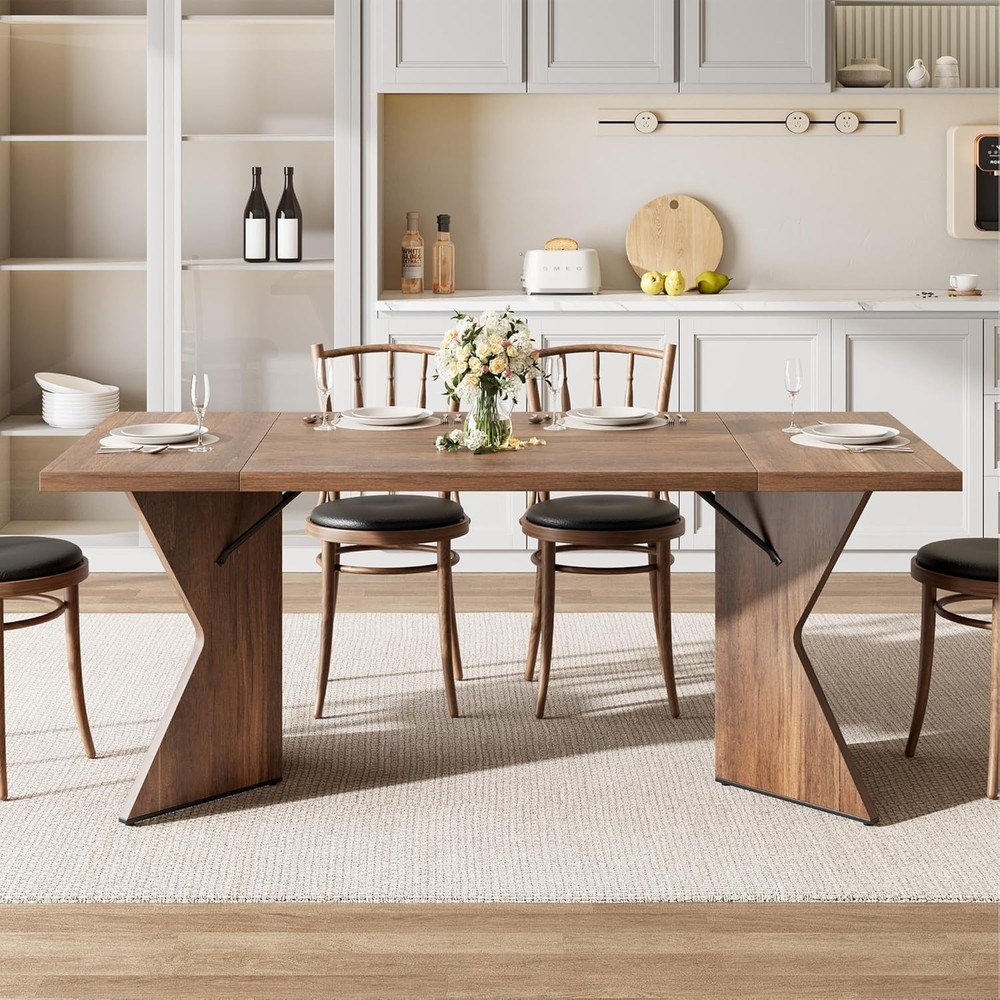Double-Sided Triamine Rectangular Dining Table Iron Foot 1 Panel/Footboard Thick