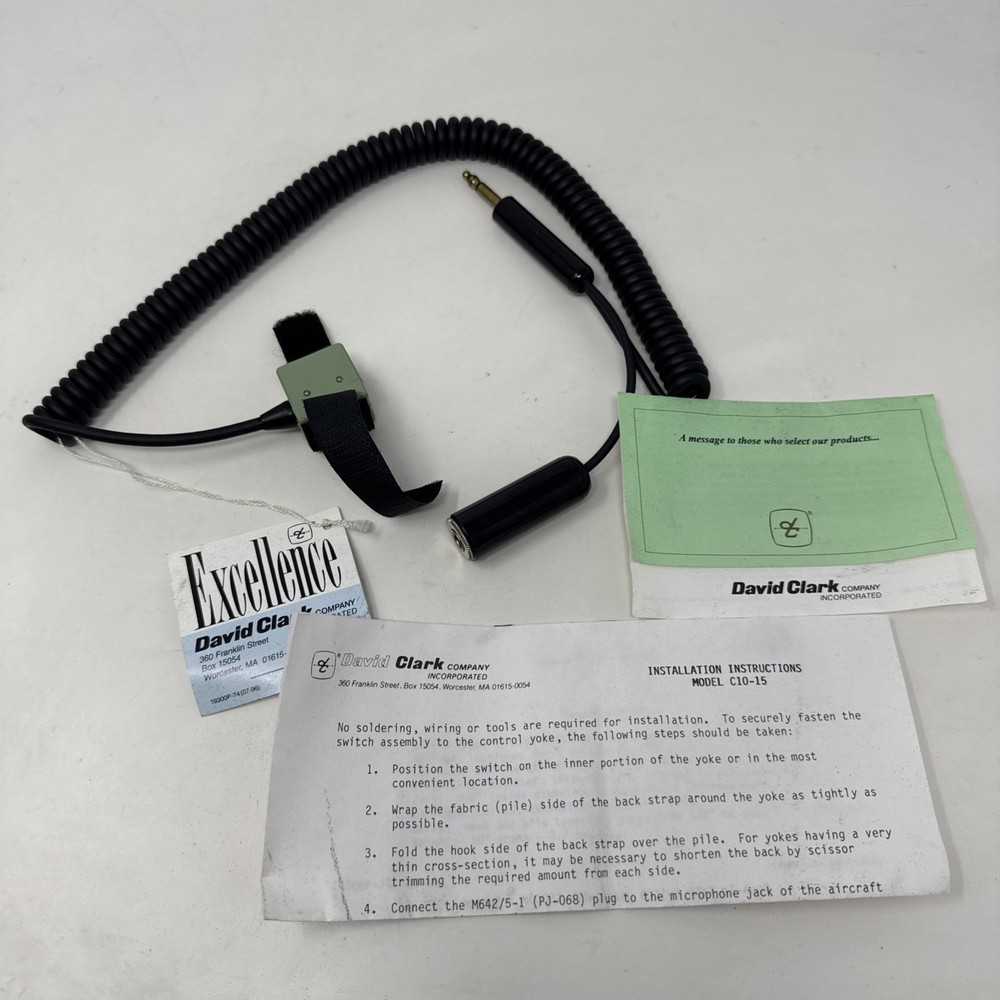 David Clark C10-15 PTT (Push to Talk) SWITCH