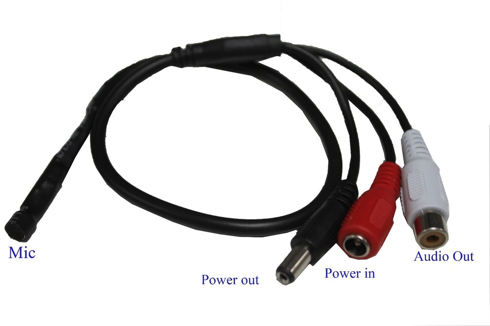Mini Mic Audio Microphone Cable for CCTV Security Camera Mic With Power Cable
