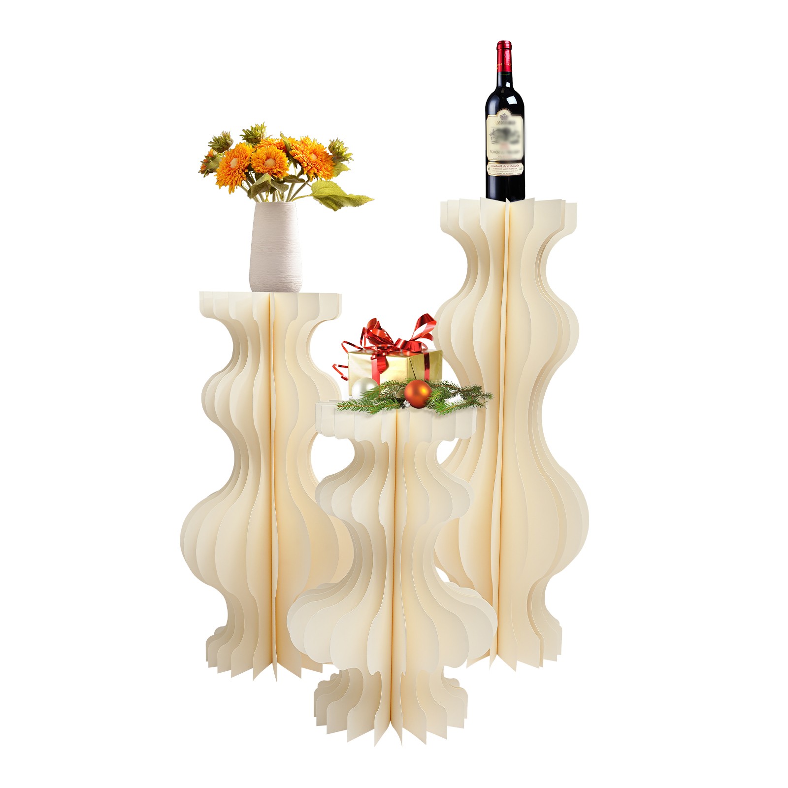3pcs Foldable Cardboard Centerpiece Display Vase-shape Display for Wedding Party