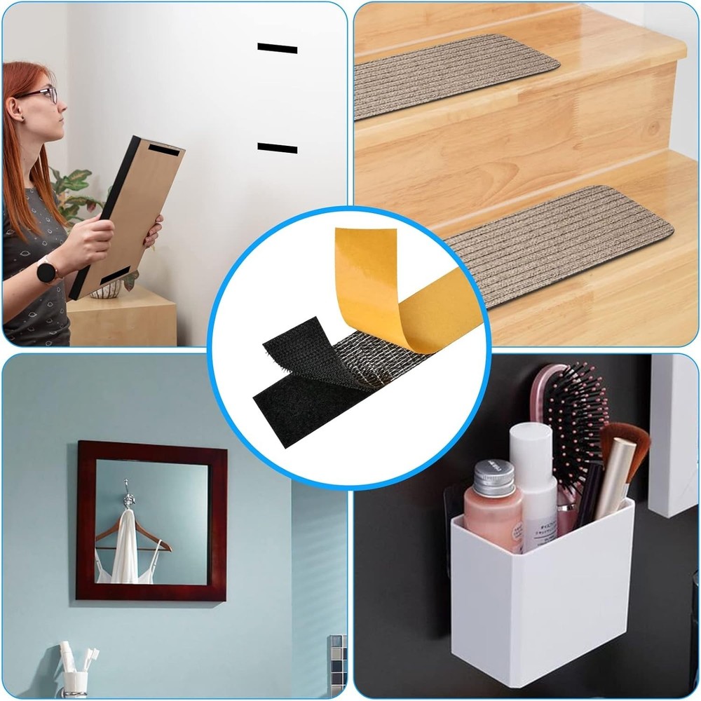 24 Sets 1x4in Hook and Loop Strips with Adhesive,Double Sided Reclosable Stro...