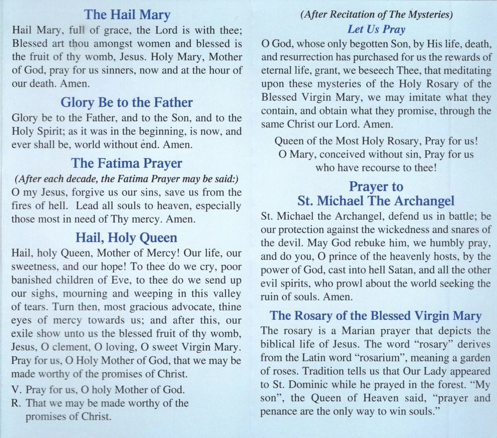 Pray the Rosary Pamphlet Includes All 4 Mysteries - English