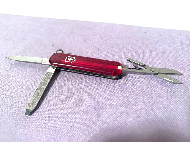 Victorinox Swiss Army Multi-Tool Classic SD Translucent Ruby Pocket Knife-Great