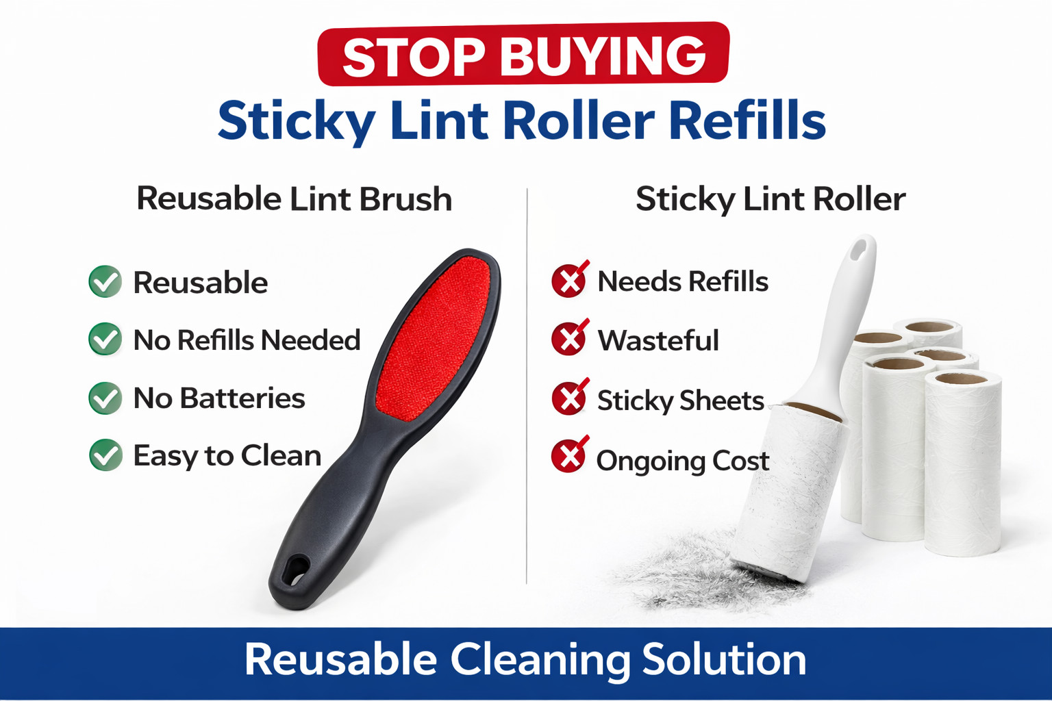 2 Pack Reusable Lint Brush Pet Hair Remover Clothes Furniture Bedding