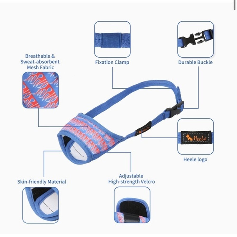 Dog Muzzle Nylon XS Print Muzzle Air Mesh Breathable Adjustable Loop Pets OC3A