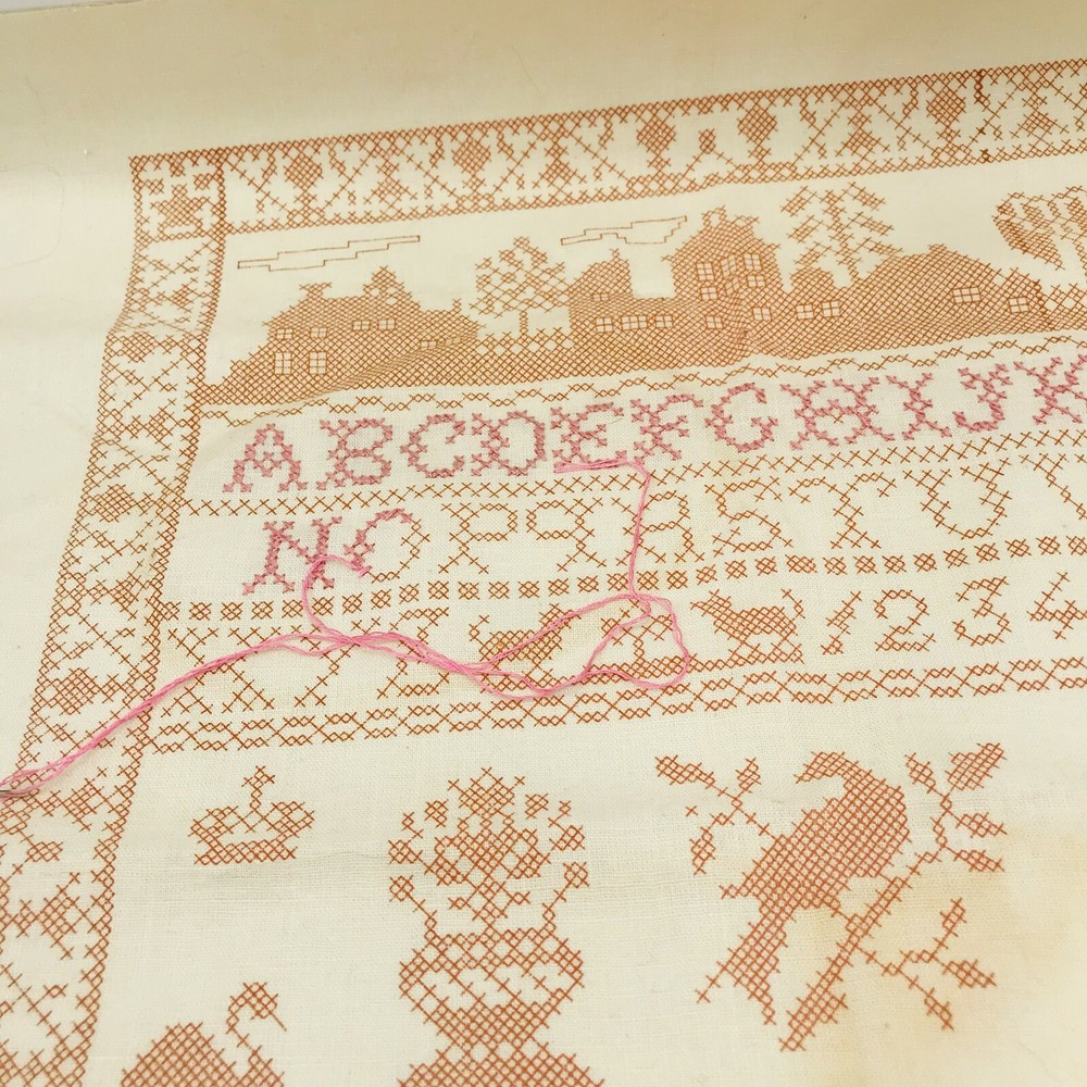 Vintage Needles N' Hoops Sampler Needlepoint Pattern Folk Art Primitive