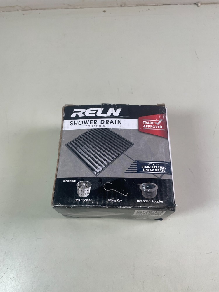 Reln 4” x 4” Stainless Steel Square Shower Drain Grate Linear Drain Kit