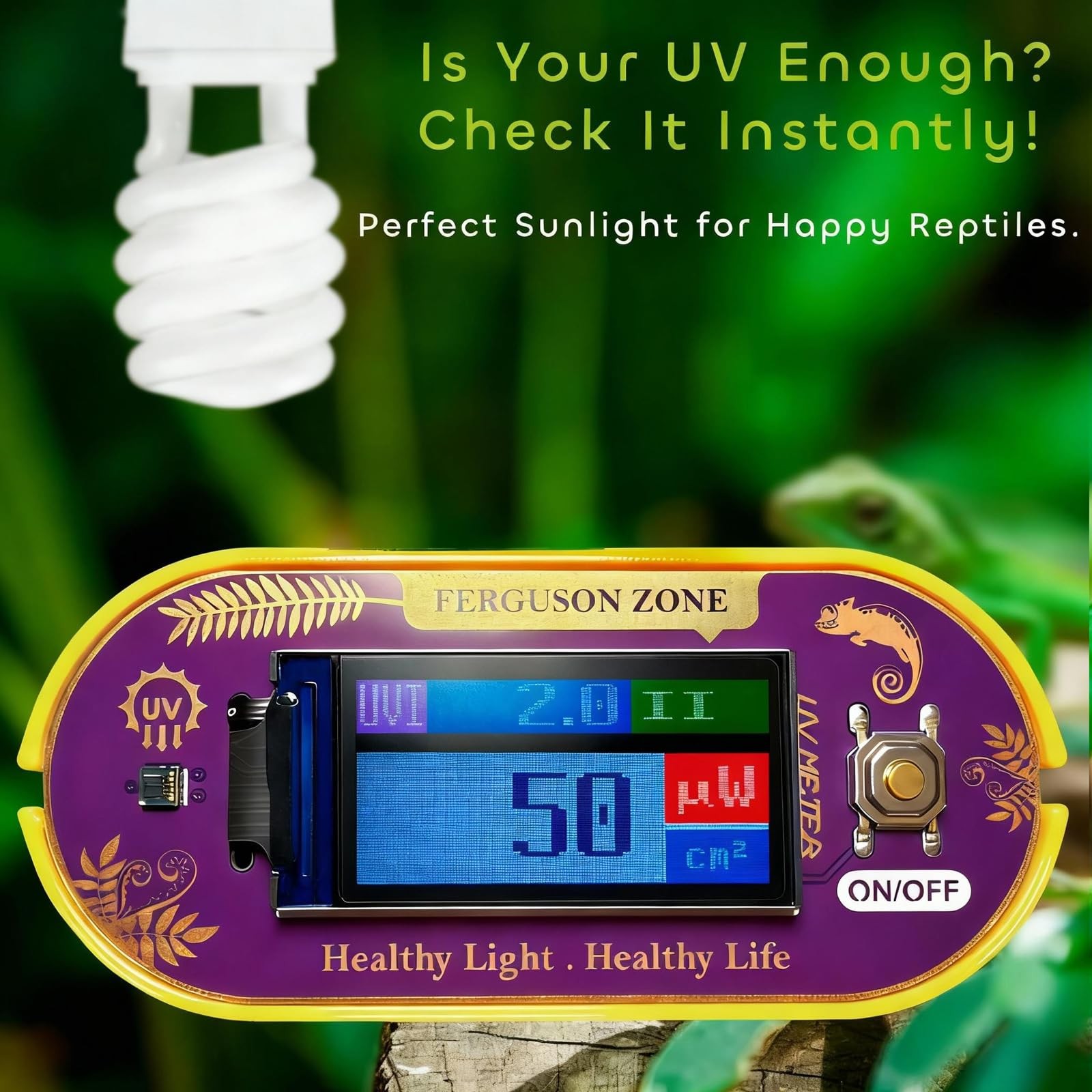 ClariVora Reptile UVB UVA Light Meter for Bearded Dragon Tank Yellow