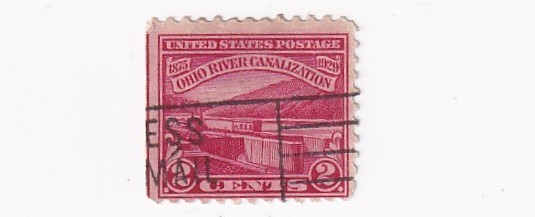 STAMP US SCOTT 681 "Lock on Monongahela River" 2 CENT 1922 USED - E