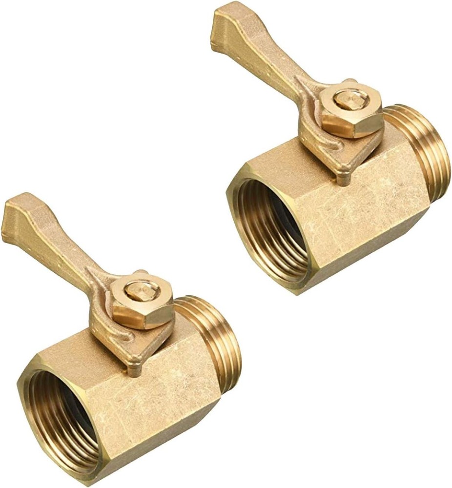 2 Pack Solid Brass Garden Hose Shut Off Valve With Washers Durable Easy Use