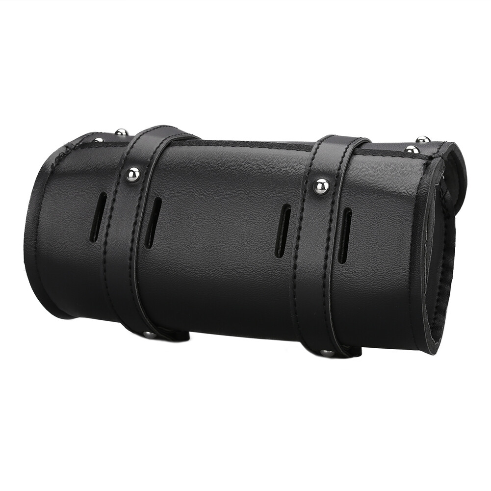 Motorcycle Front Fork Tool Bag Pouch Storage Luggage SaddleBag Leather Handlebar