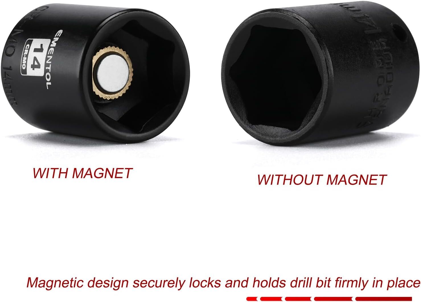 19PCS 1/4 " Drive Magnetic Impact Socket Set 4-15mm 6 Point Shallow Cr-Mo