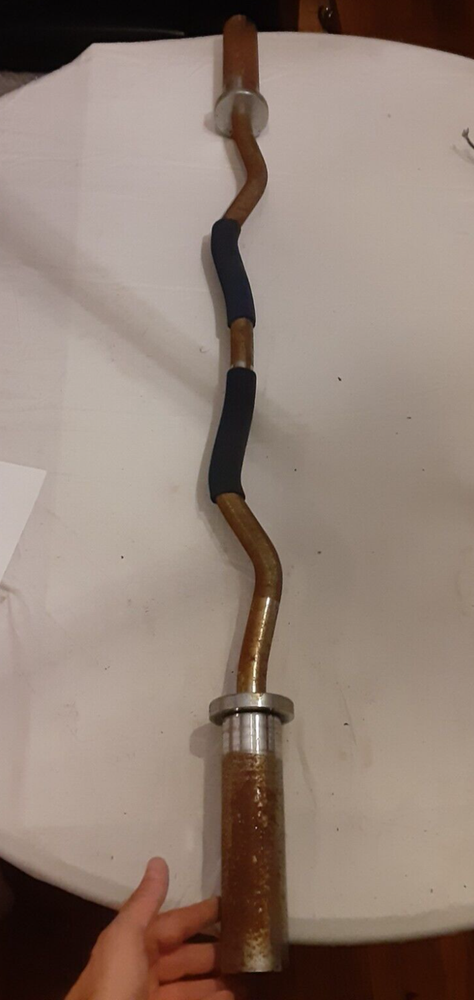 EZ Curl Bar Olympic solid w/ blue padded grips 46", RUST