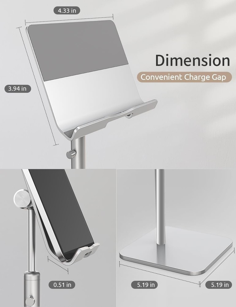 Tablet Stand Height Angle Adjustable, Eye-Level Desktop iPad Stands Tablet Ho...