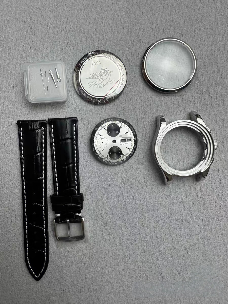 DIY SET for 40MM ETA7750 watch case + dial + hands + Leather watch strap