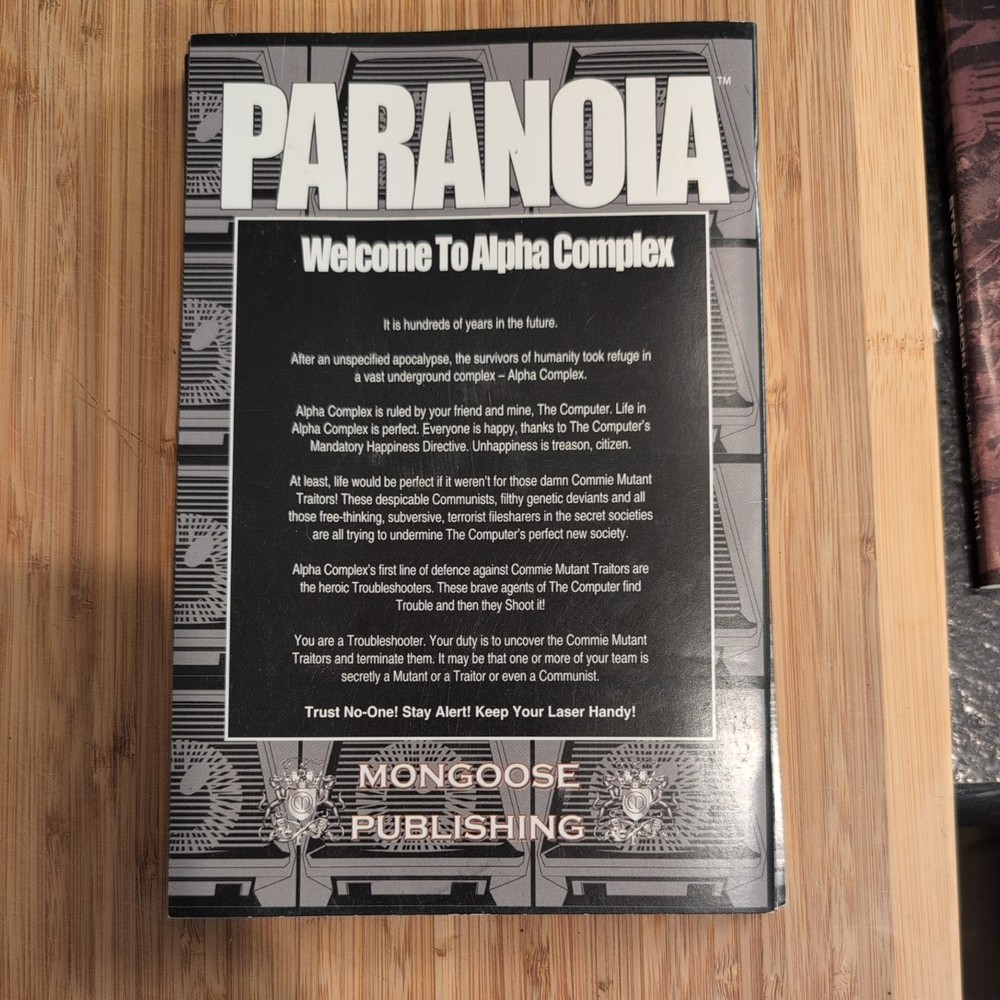 Mongoose Paranoia XP Citizen's Guide to Surviving Alpha Complex