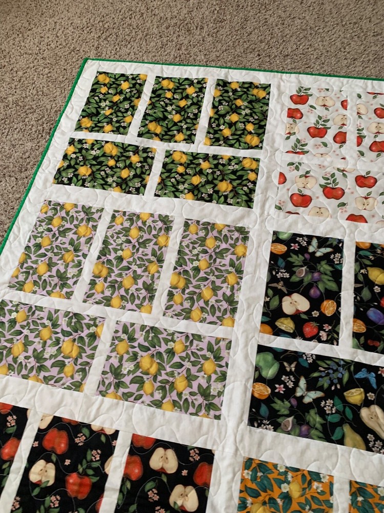 Fruit Apples and Lemons handmade quilt.