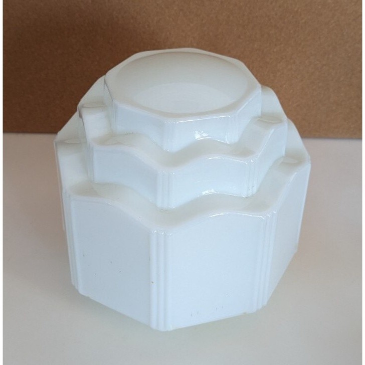 Vintage Art Deco Milk Glass Light Shade Skyscrapper Wedding Cake Pendant Shade
