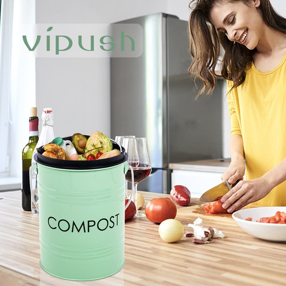 Compost Bin Kitchen Countertop Composter with lid – Small Compost ContainerI ...