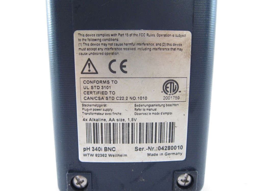 WTW pH 340i BNC Handheld PH Meter