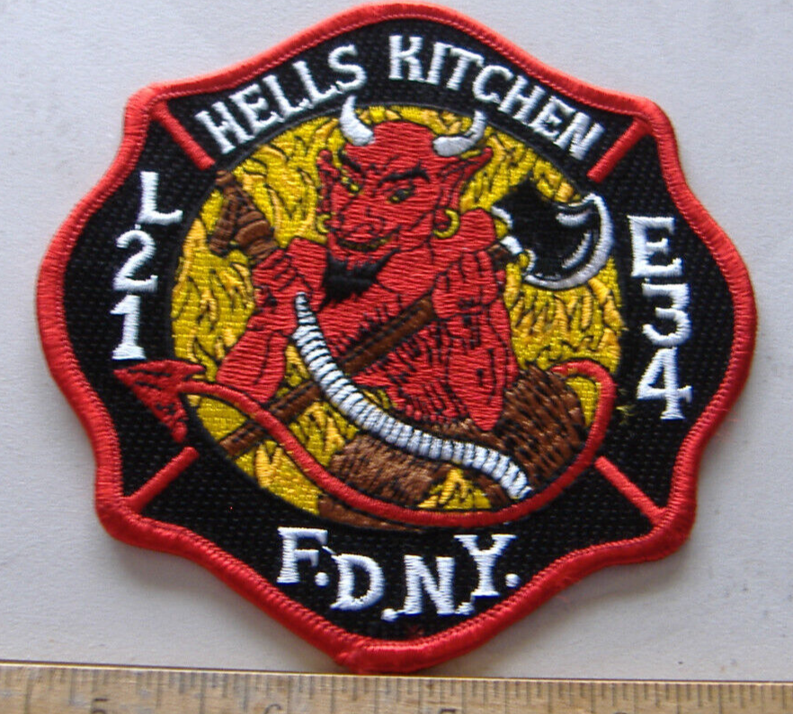 NEW YORK FIRE DEPT E34 L21 HELLS KITCHEN NEW YORK FABRIC PATCH