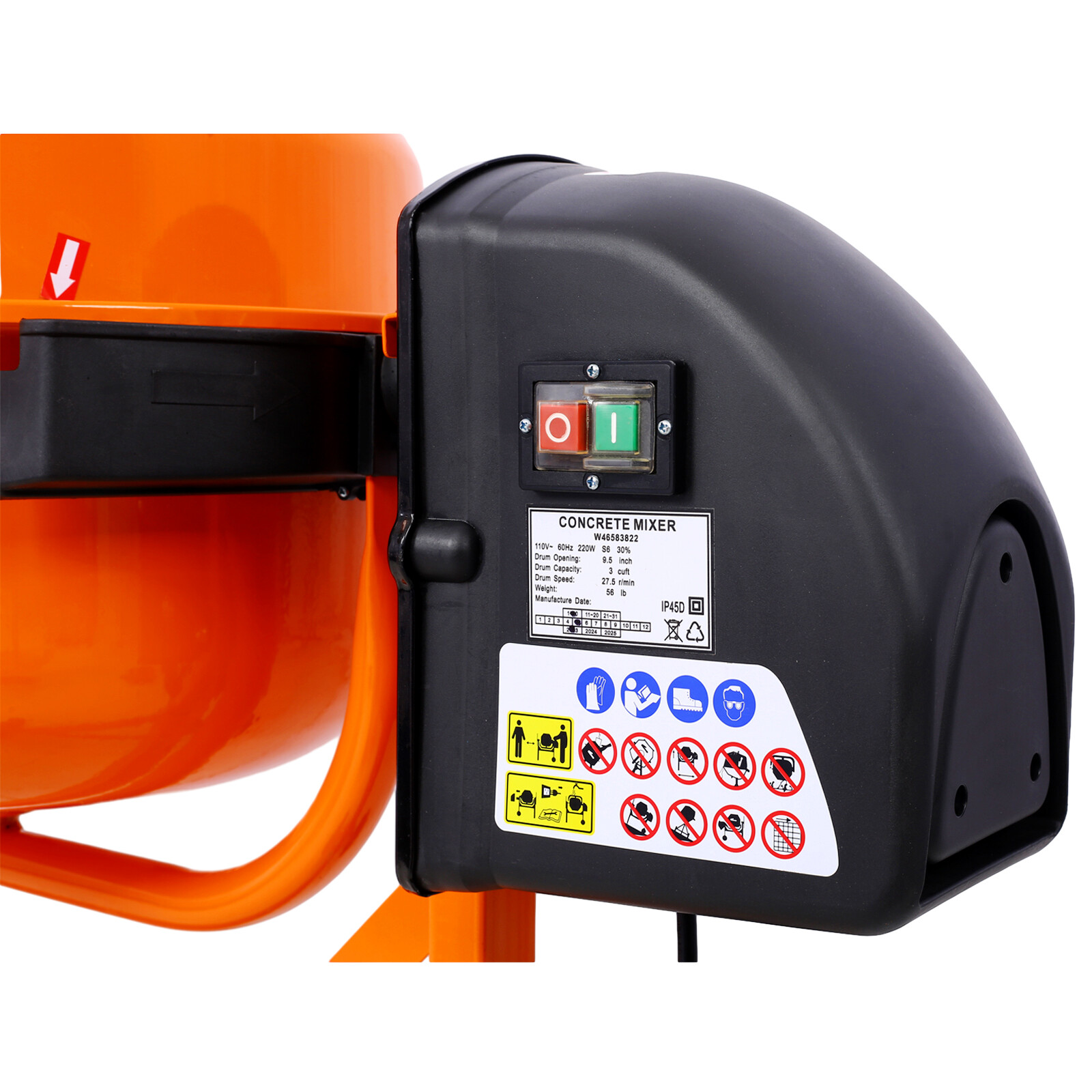 Portable Cement Mixer 3 Cu. Ft Electric Concrete Mixer Machine Mortar Stone Mix