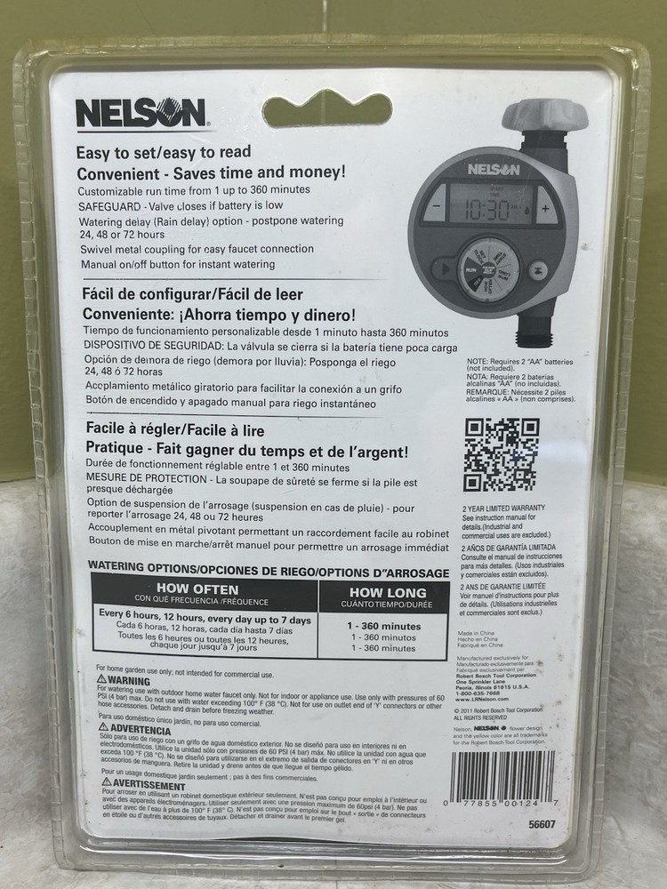 Nelson Single Outlet Electronic Water Timer LCD Screen Customizable New