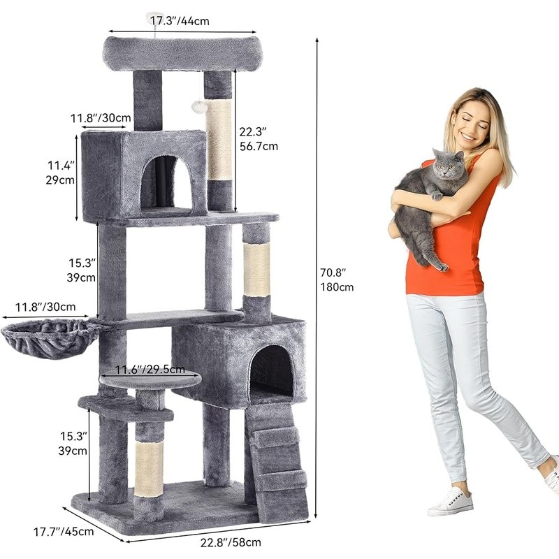 Multi Cat Tree W/ Scratching Posts Hideouts Interactive Play Station Indoor Cats