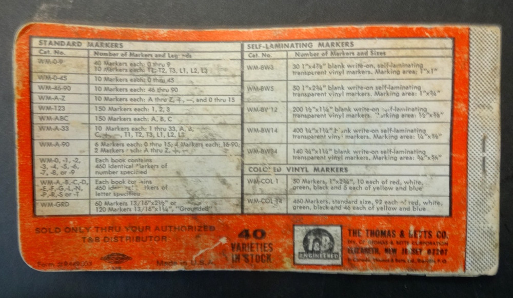 1940's-50's E-Z-Code Markers Book By T&B Engineered