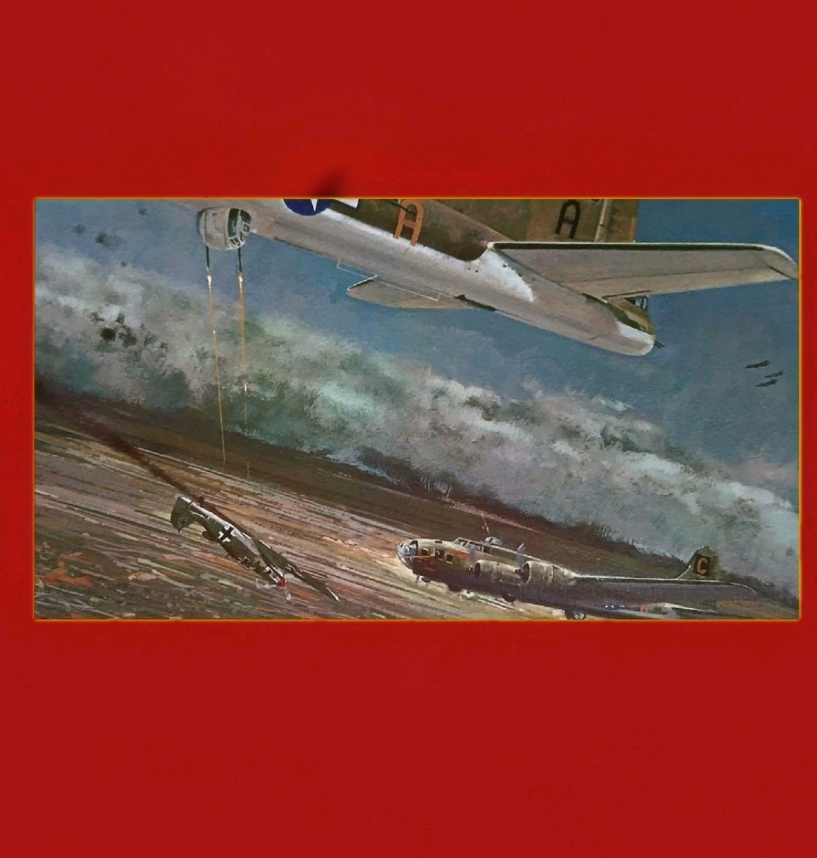 Laminated WWII Series 1 The Bombers B-17 Flying Fortress Print Deneen 23x19 1970