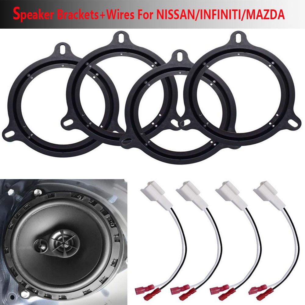 6.5" Fits Nissan Speaker Adapters Bracket Harness Install Front Rear Door 4pcs
