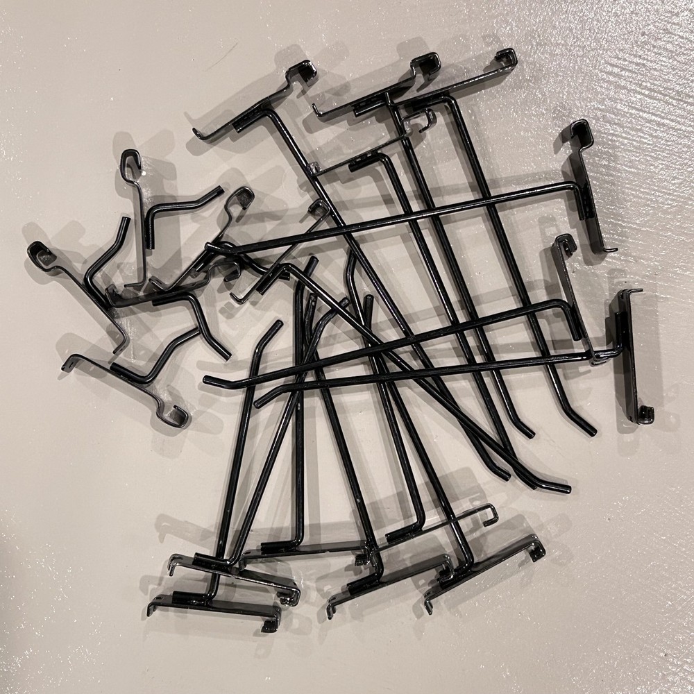 Black Grid Hooks 38 Piece Assorted Sizes Metal Peg Hooks for Gridwall Display