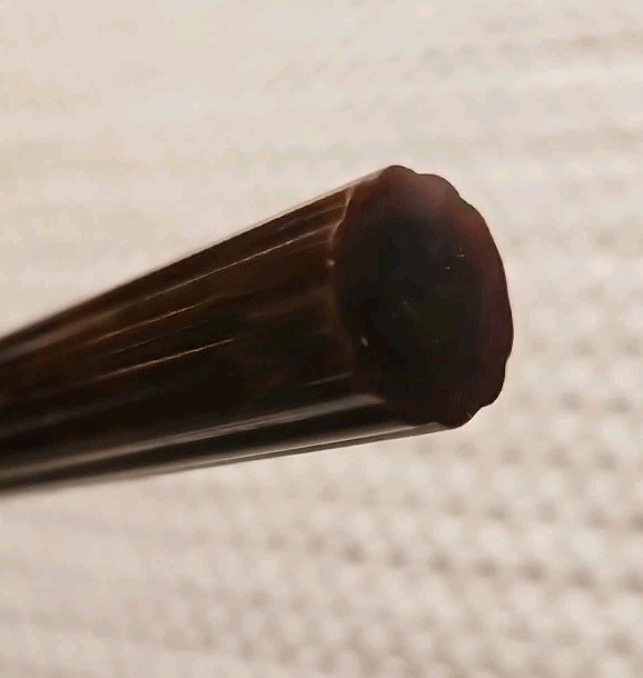 Vntage Bakelite Salad Server Fork Signed Chase Brown Ribbed Bakelite Handle 10"