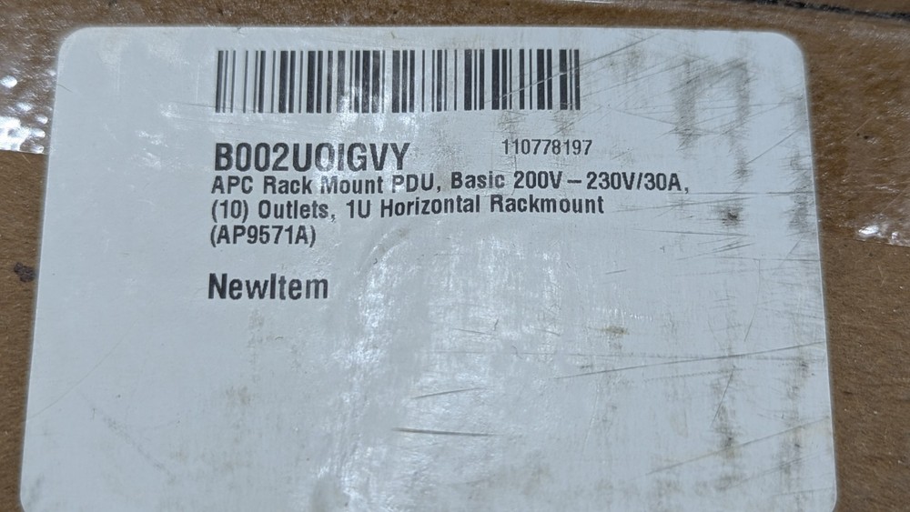 APC AP9571A PDU Basic 200V-230V/30A (10) Outlets 1U Horizontal Rackmount