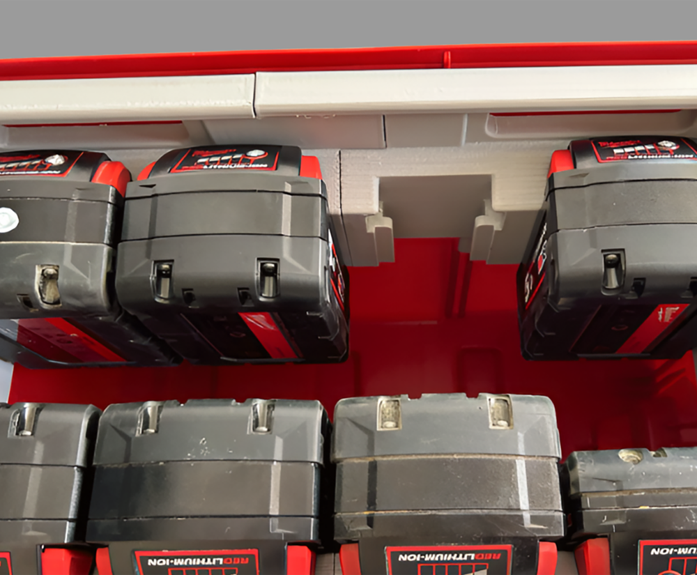 M18 Battery Rack UPPER Insert for Milwaukee Packout (Insert Only)