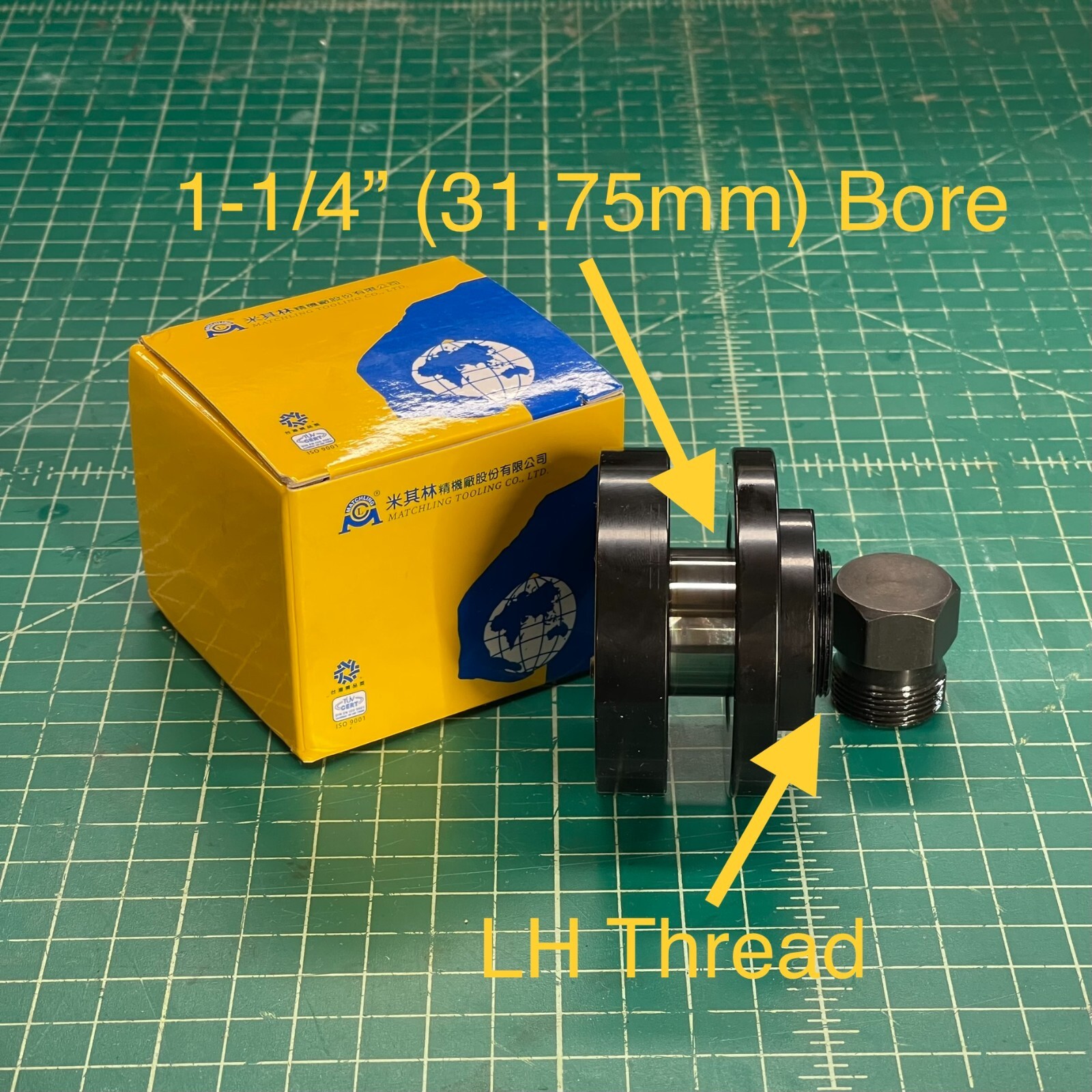 (1) Surface Grinder Wheel Hub, Grinding Wheel Adapter, LH Thread, 1-1/4" Bore